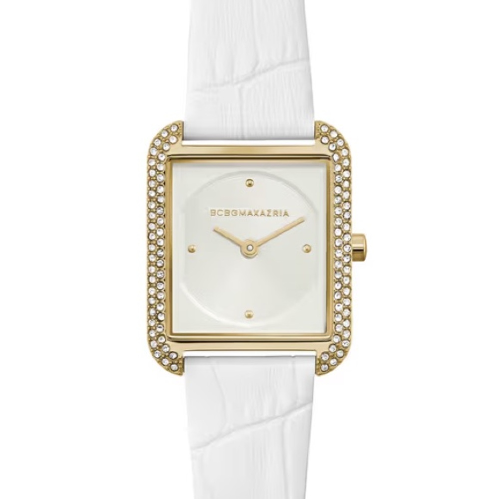 BCBGMaxAzria White and Gold Square Watch